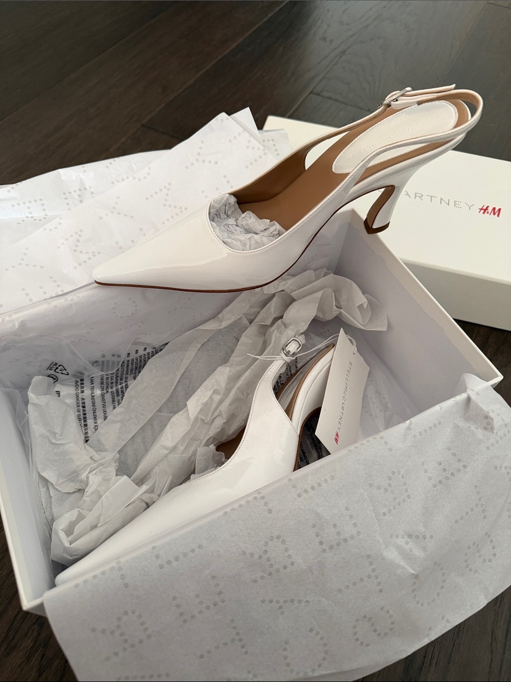 Stella McCartney H&M White Patent Pointed Slingback Pumps - Picture 6 of 9